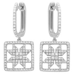 Impressive White Diamond White 14K Gold Dangle Earrings for Her