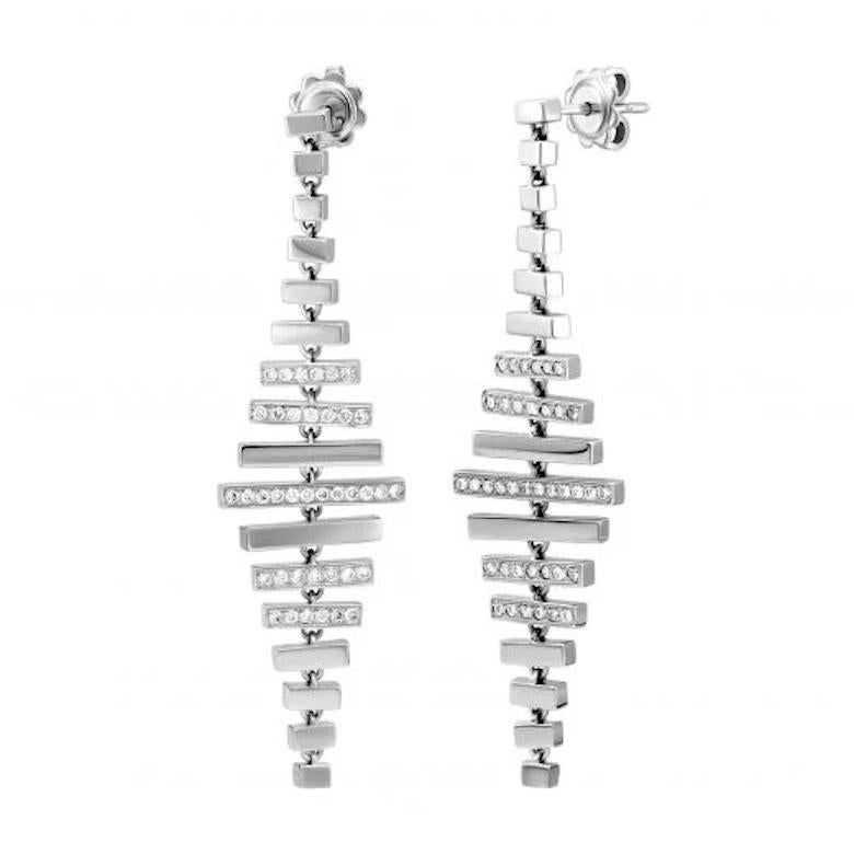 Modern Impressive White Diamond White 18K Gold Dangle Earrings for Her For Sale