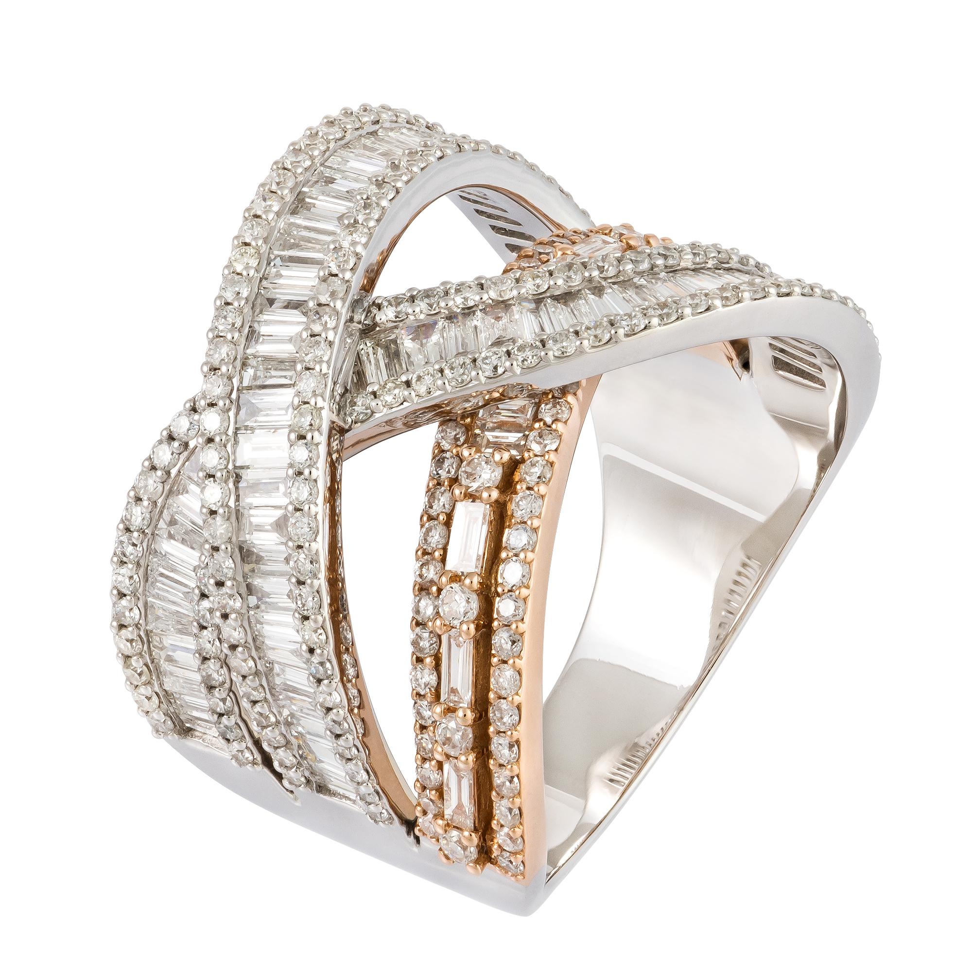 Im Angebot: Beeindruckender Ring aus 18 Karat Gold mit weißem, rosa und weißem Diamanten für sie () 2