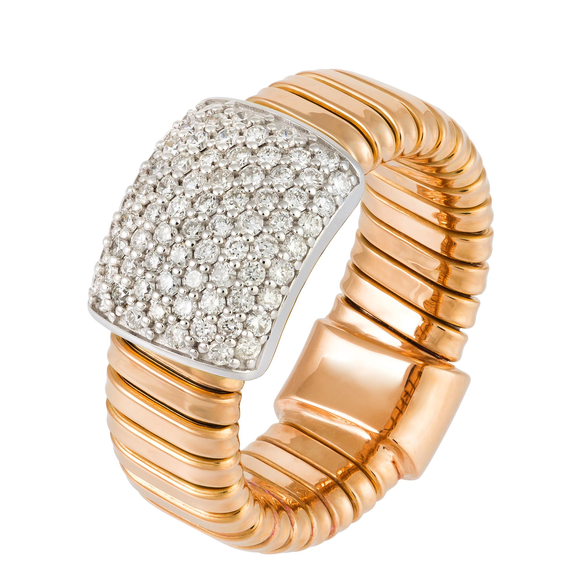 For Sale:  Impressive White Pink 18K Gold White Diamond Ring for Her 2