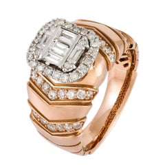 Impressive White Pink 18K Gold White Diamond Ring for Her