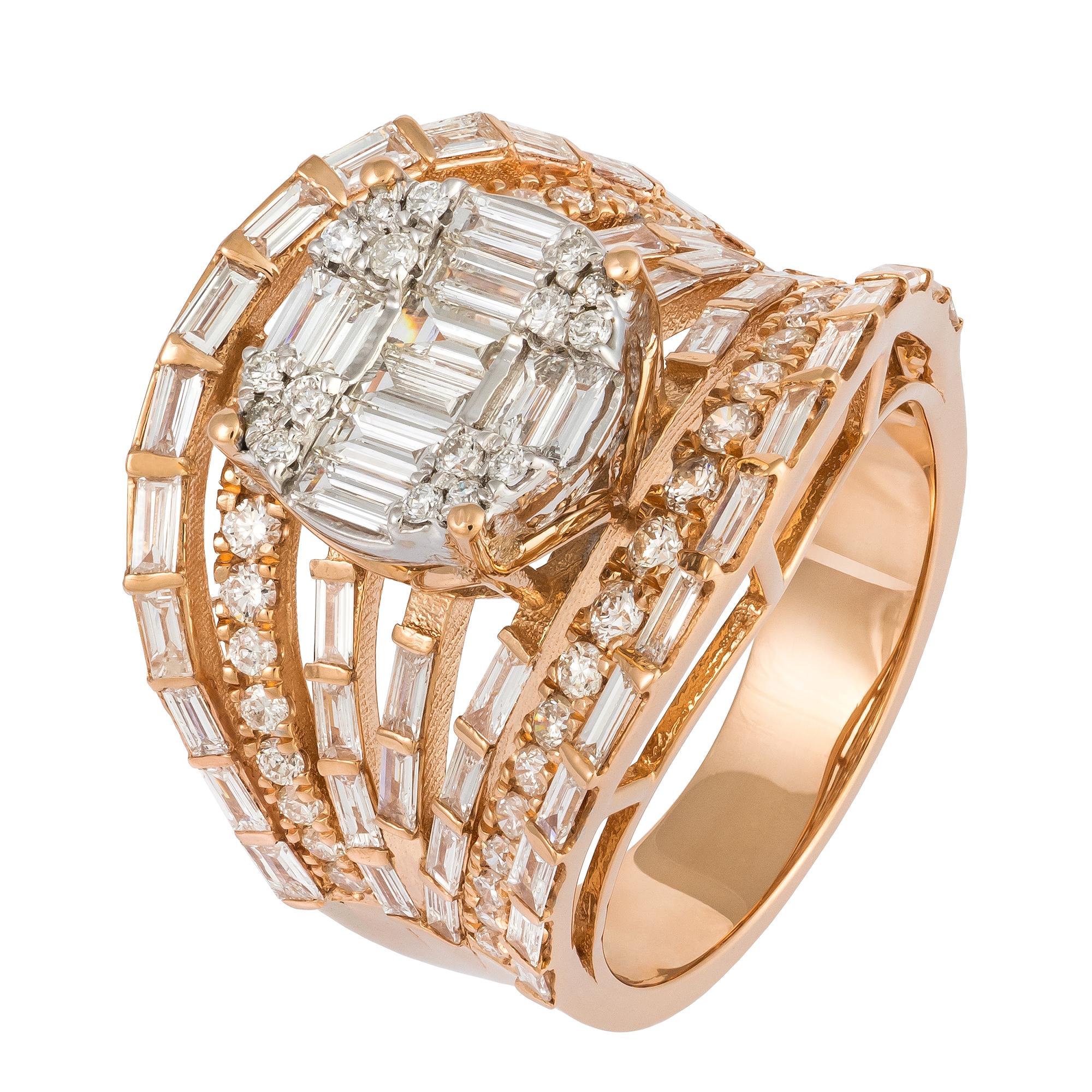 For Sale:  Impressive White Pink 18K Gold White Diamond Ring For Her 4
