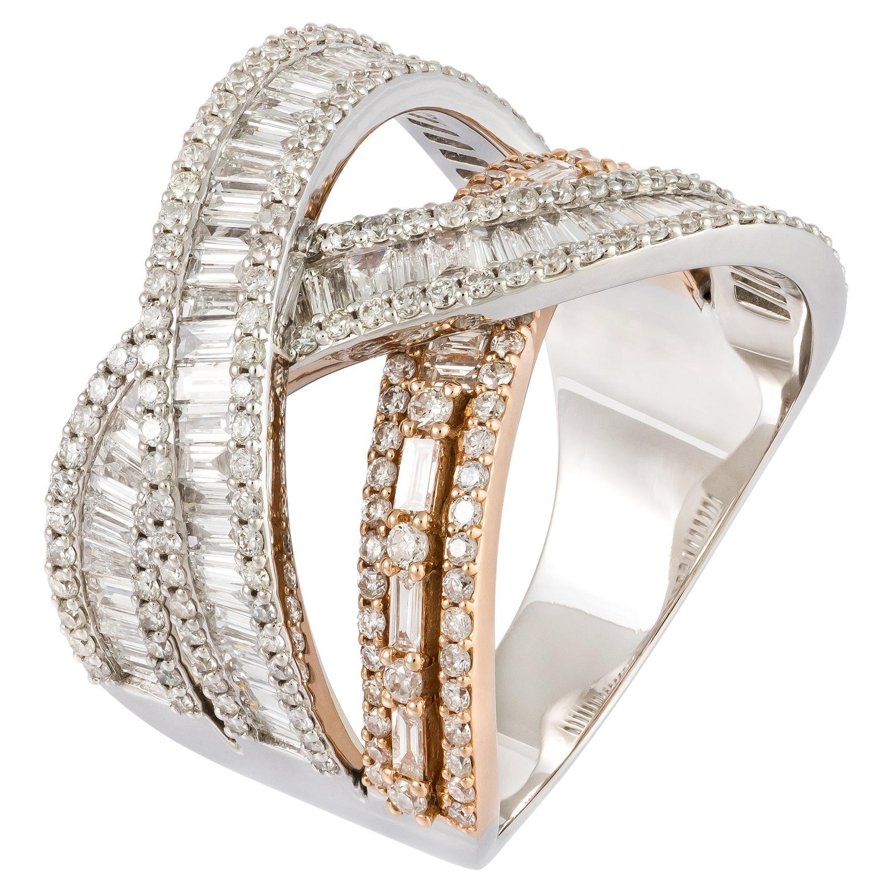 Im Angebot: Beeindruckender Ring aus 18 Karat Gold mit weißem, rosa und weißem Diamanten für sie ()