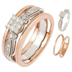 Impressive White Pink 18K Gold White Diamond Ring for Her
