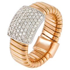 Impressive White Pink 18K Gold White Diamond Ring for Her