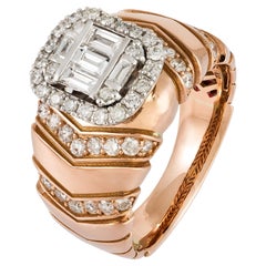 Beeindruckender Ring aus 18 Karat Gold mit weißem, rosa und weißem Diamanten für sie