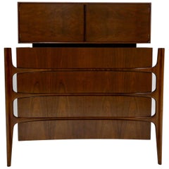 Impressive William Hinn Swedish Book-matched Gentlemen's Chest with Top Cabinet