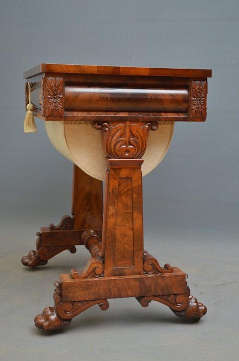 Impressive William IV Mahogany Sewing Table For Sale 3