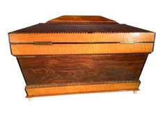 Impressive William IV Sarcophagus Form Tea Caddy in Contrasting Exotic Woods