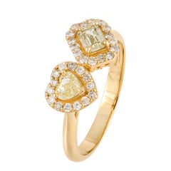 Impressionante anello di diamanti gialli in oro bianco 18 carati per lei