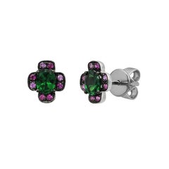 Impressive Yellow Blue Sapphire Ruby Tsavorite Diamond White Gold Ring