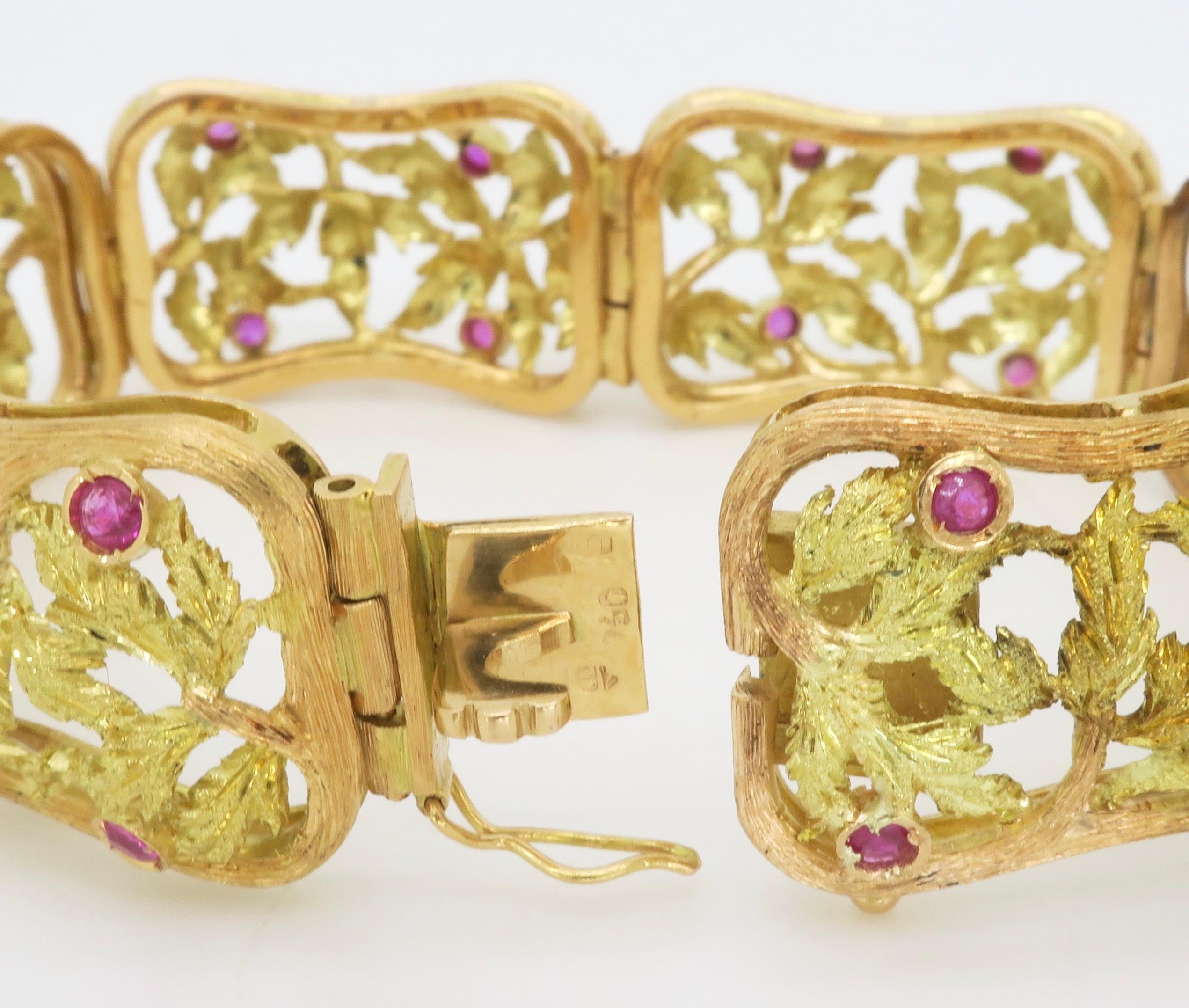 Women's Impressive Yellow & Green Gold Bracelet Crafted with Rubies
