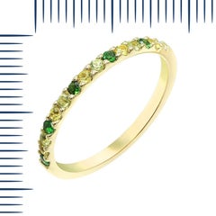Impressive Yellow Sapphire Tsavorite Chrysolite Diamond Yellow Gold Ring