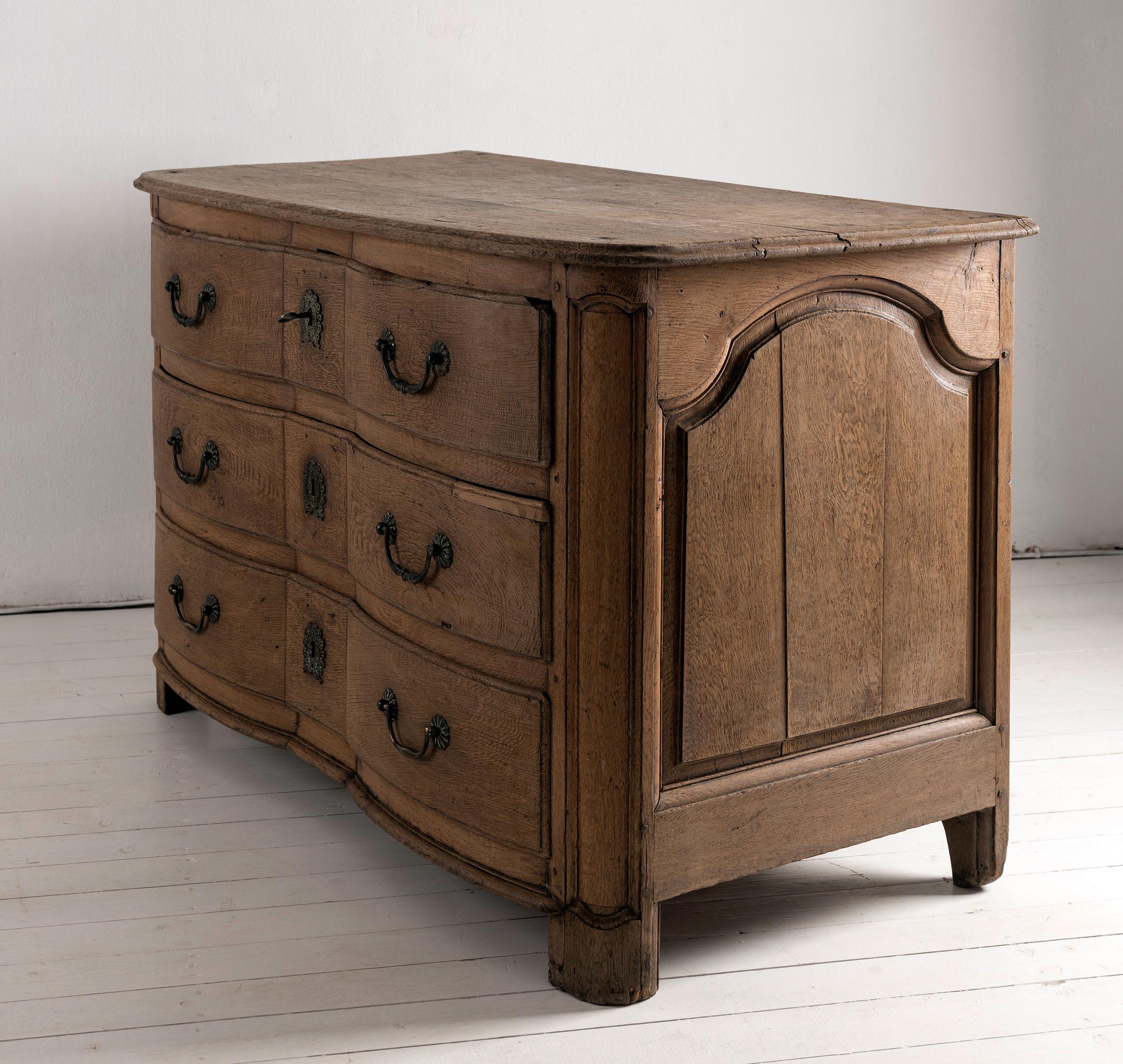 18th Century and Earlier Impressive 18th Century Baroque Commode Galbée in Oak