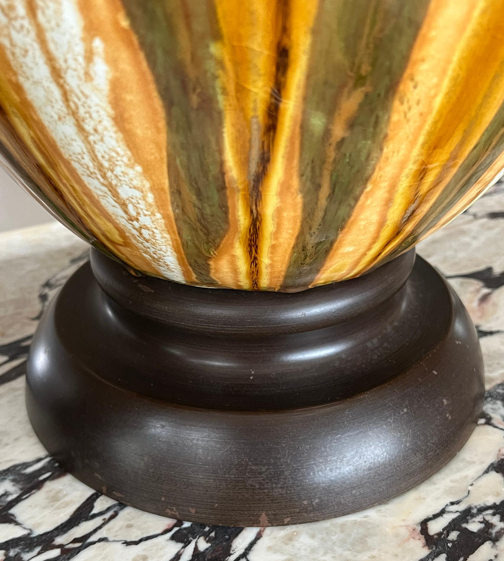 Mid-20th Century Impressively Large 1960s Ovoid-form Drip-Glaze Ceramic Lamps For Sale