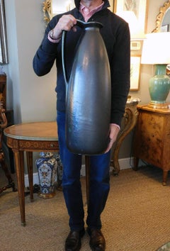 Grande aiguière impressionnante en poterie Ruscha vernissée à raku des années 1960