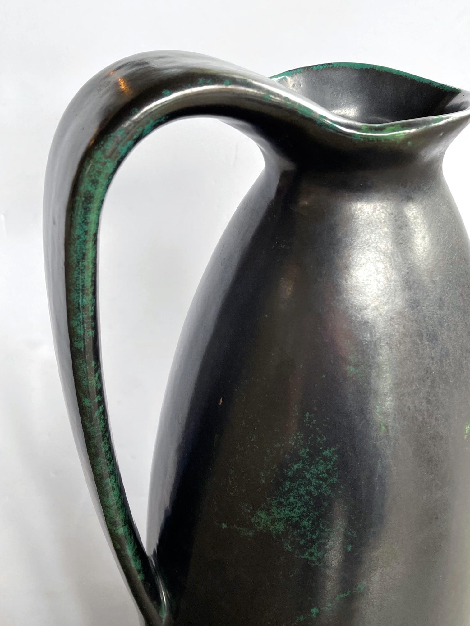 Impressively Large 1960's Ruscha Pottery Raku-Glazed Ewer In Excellent Condition For Sale In San Francisco, CA