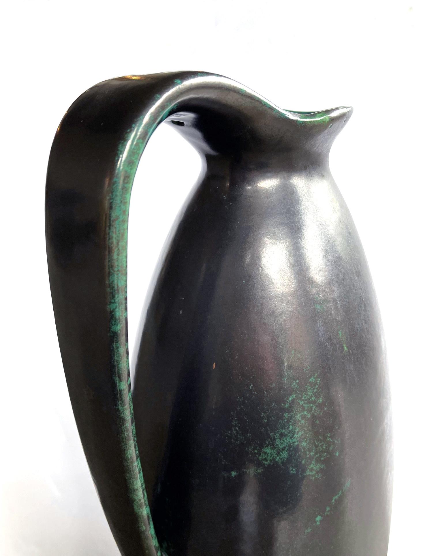Impressively Large 1960's Ruscha Pottery Raku-Glazed Ewer For Sale 1