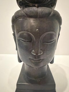 Impressively Large 19th Century Bronze Buddha Head