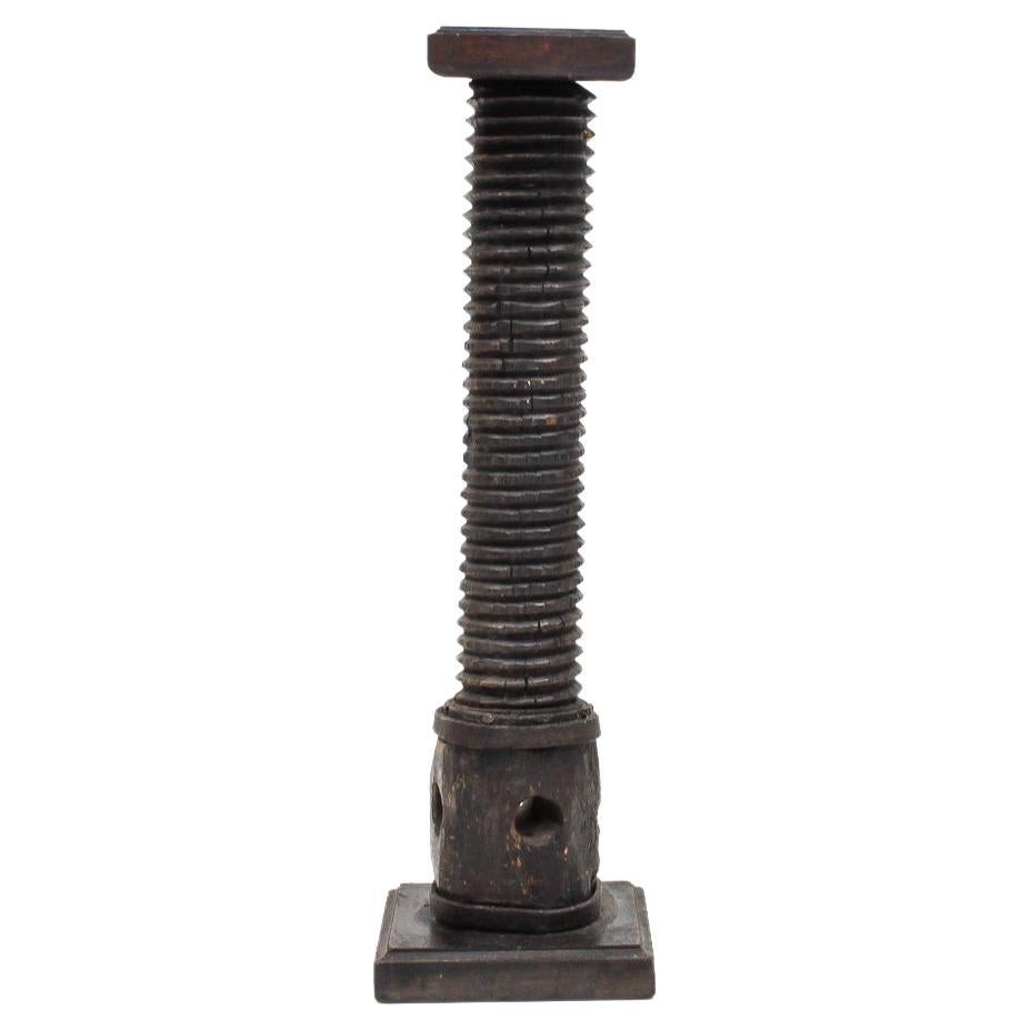 French Provincial Carved Cherry Wine Press Screw For Sale at 1stDibs