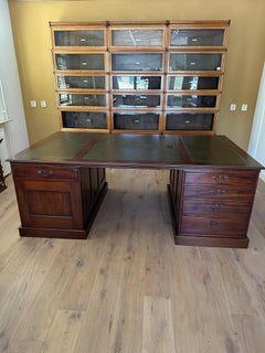 Impressively large antique mahogany partners desk