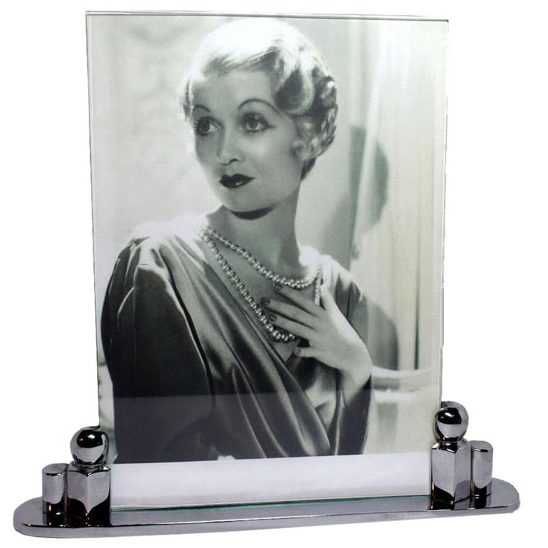 Impressively Large Art Deco Chrome Picture Frame Circa 1930 For Impressively Large Art Deco Chrome Picture Frame Circa 1930 For