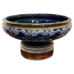 Antique Impressively Large English Cobalt Blue Glazed Footed Urn