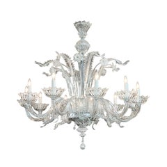 Impressively Large Murano Blown Clear Glass Chandelier
