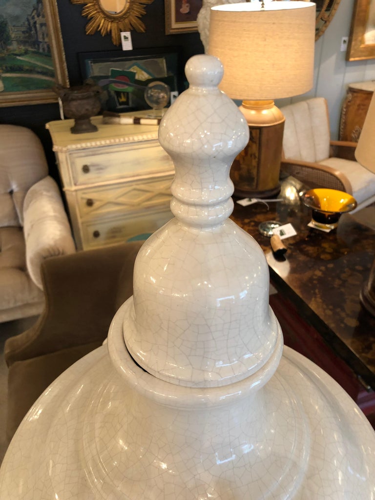 Impressively Large Neoclassical White Ceramic Lidded Urns at 1stDibs