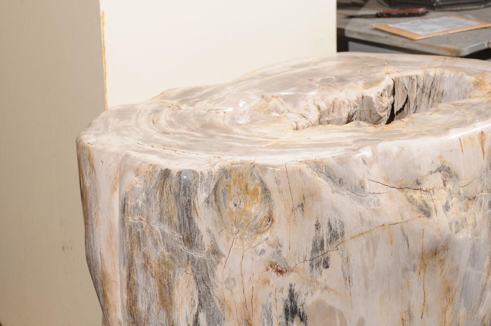 A Large-Sized Petrified Wood Pedestal Base, Beautiful Base for Glass Top Table! In Good Condition For Sale In Atlanta, GA