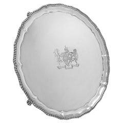 Beeindruckend großes viktorianisches Sterlingsilber-Tablett, London 1874