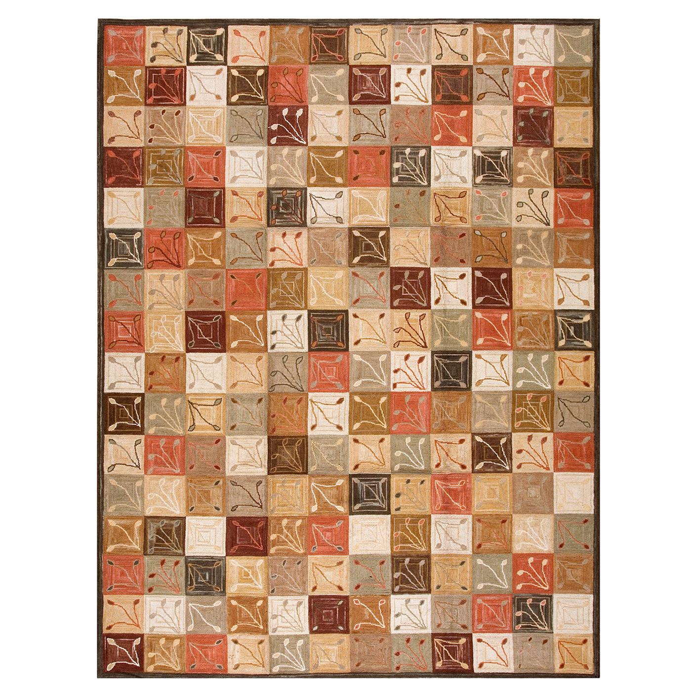Impressively Multicolor Ground Color Contemporary Cotton Hooked Rug For Sale