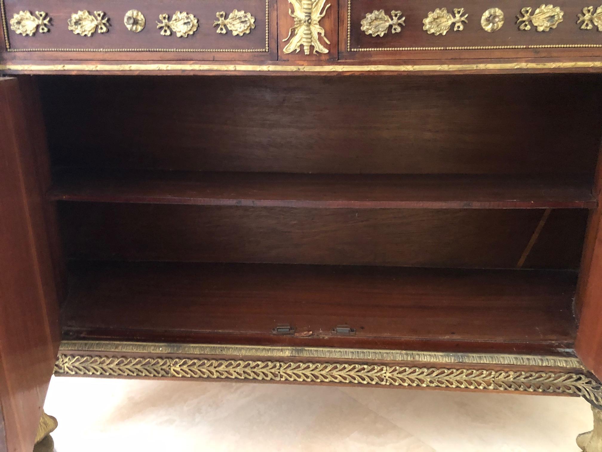 Impressively Ornate French Revolution Louis XVI Bronze Mounted Sideboard Buffet 1