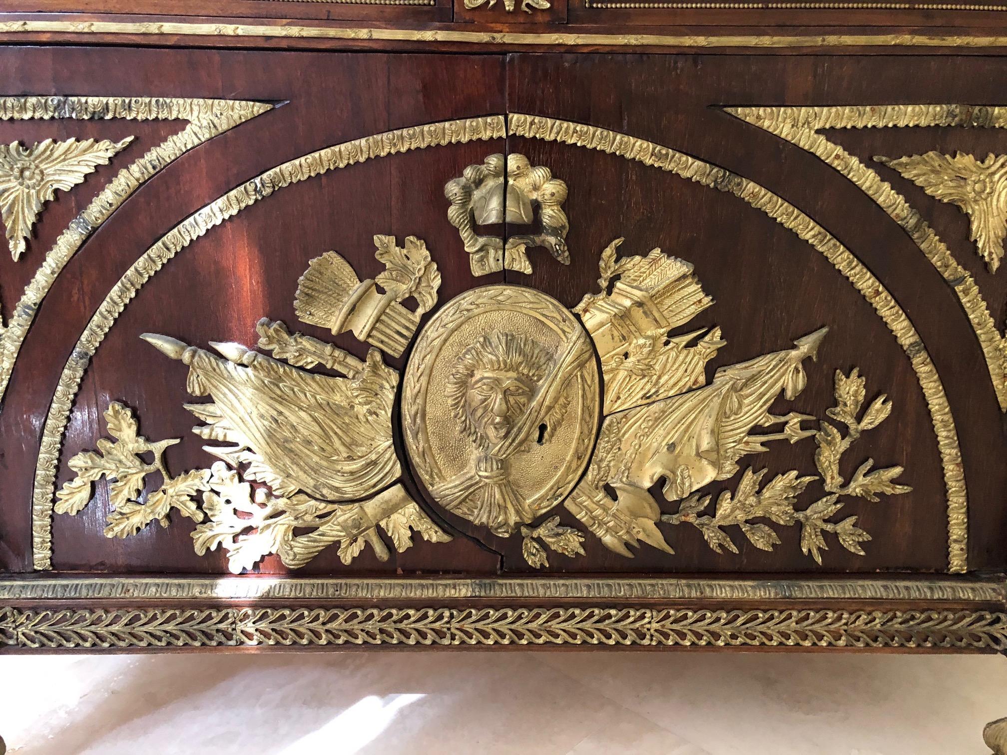 Impressively Ornate French Revolution Louis XVI Bronze Mounted Sideboard Buffet 5
