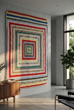 Improvisational African American Southern Quilt - Housetop /Concentric Square