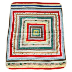 Improvisational African American Southern Quilt - Housetop /Concentric Square