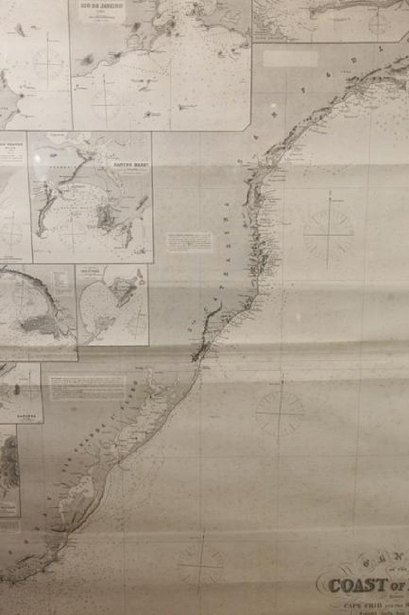 Late 19th Century Imray Ocean Chart of the Coast of Brazil 1876 For Sale