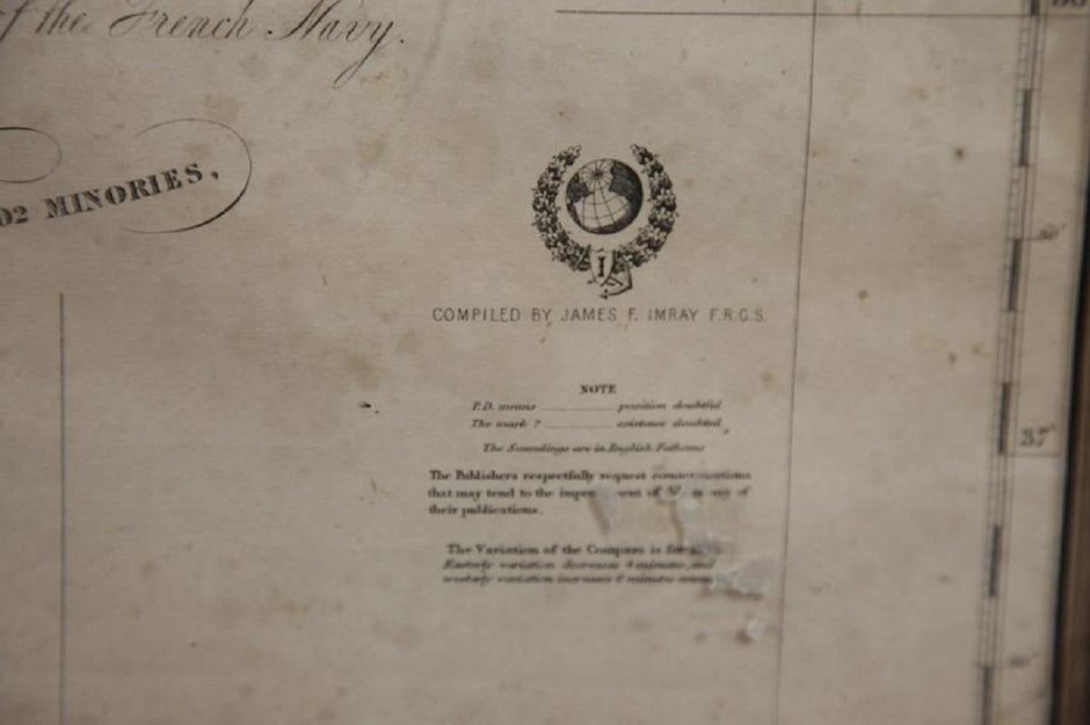 Papier Carte de l'océanographie de la côte du Brésil - Imray 1876 en vente