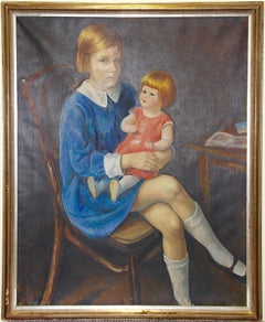 Imre Goth, 1893-1982, Hungary, "Little lady with doll" Oil on canvas circa 1931