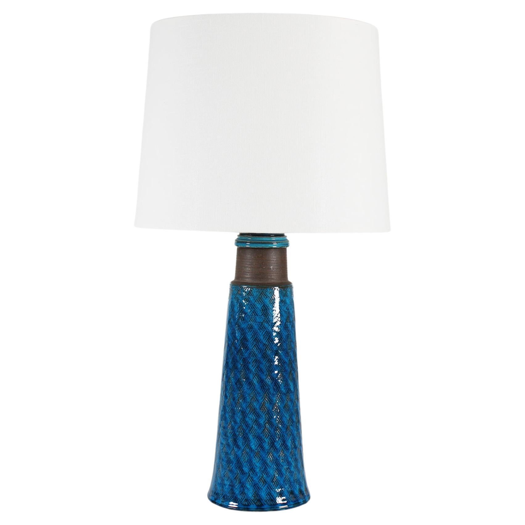 Herman A Kähler Tall In 27 Tablelamp Turquoise Glaze Made in Denmark Mid-Century For Sale
