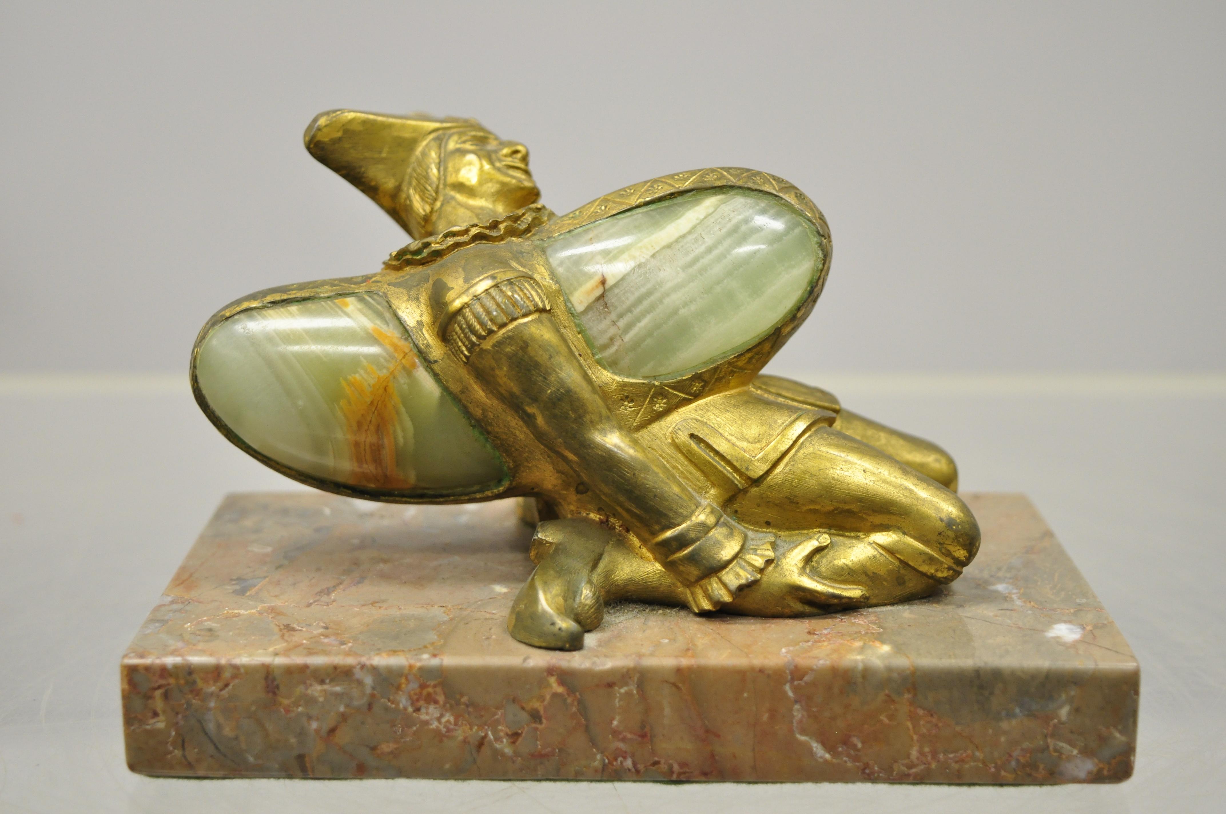 „In a Pickle“ Antike Bronze Orientalischer Trinculo Jester Briefbeschwerer aus Onyx und Malachit 7