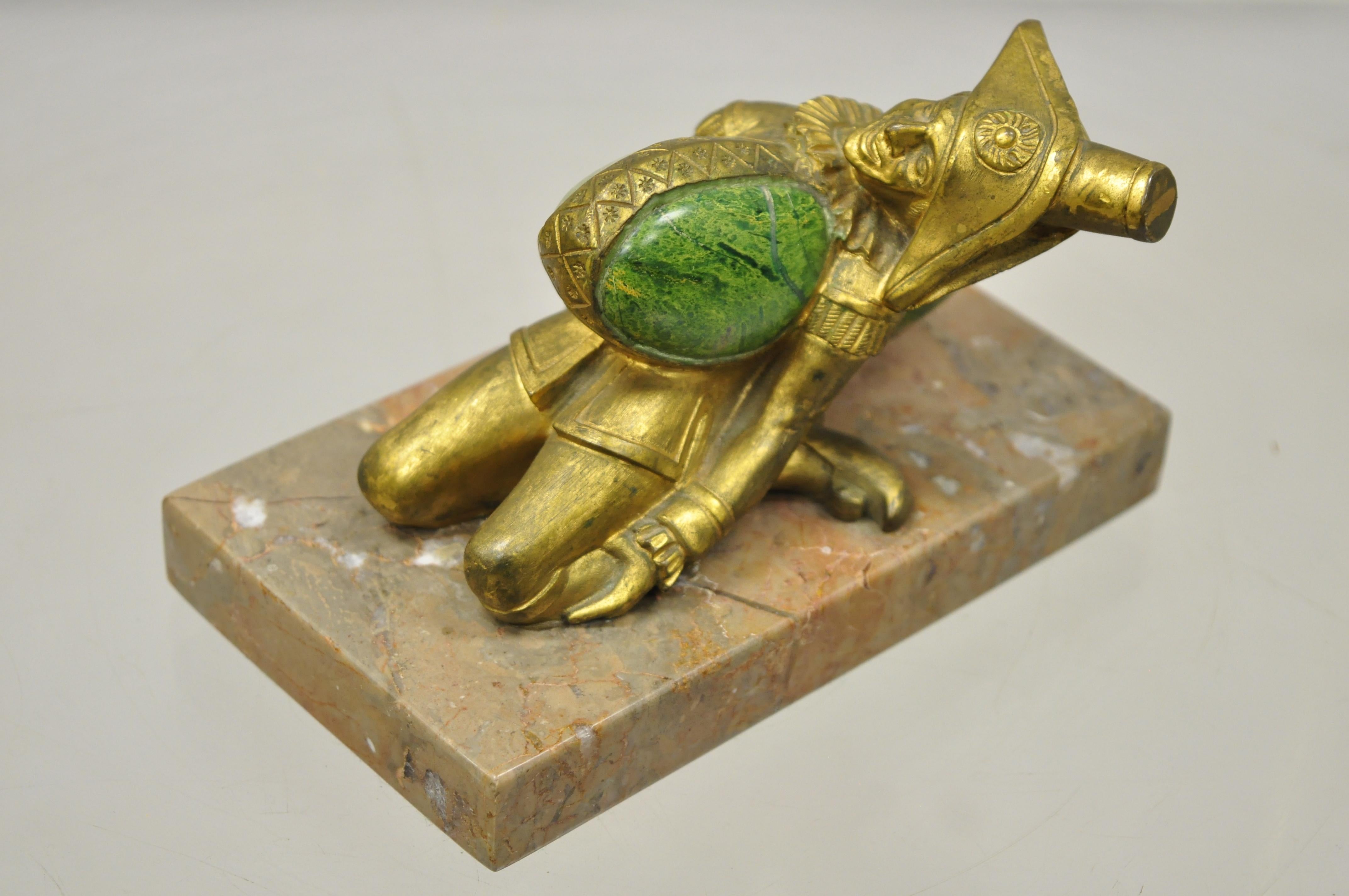 „In a Pickle“ Antike Bronze Orientalischer Trinculo Jester Briefbeschwerer aus Onyx und Malachit 2