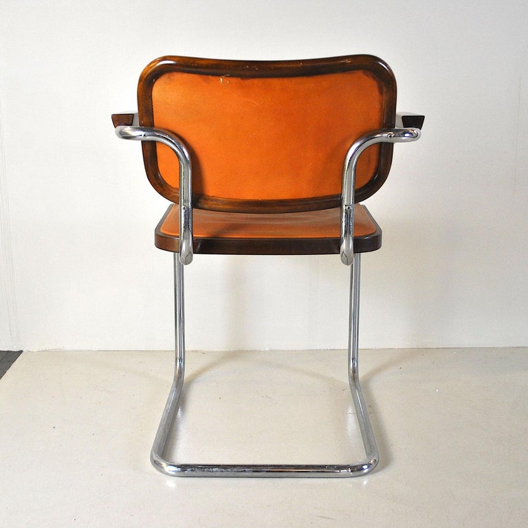 Animal Skin In a Style Marcel Breuer Chair Model Cesca For Sale