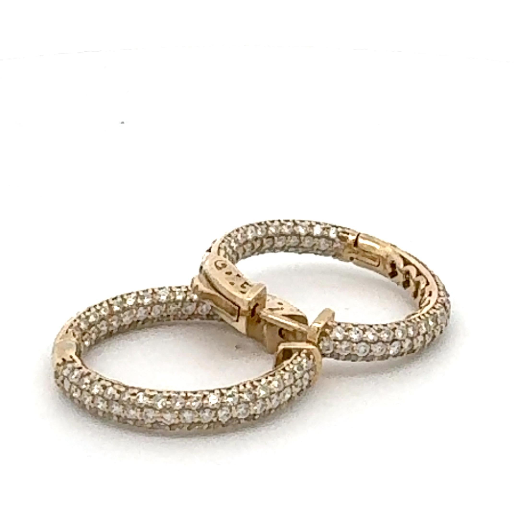 Modern In and Out Diamond Hoop Earring For Sale