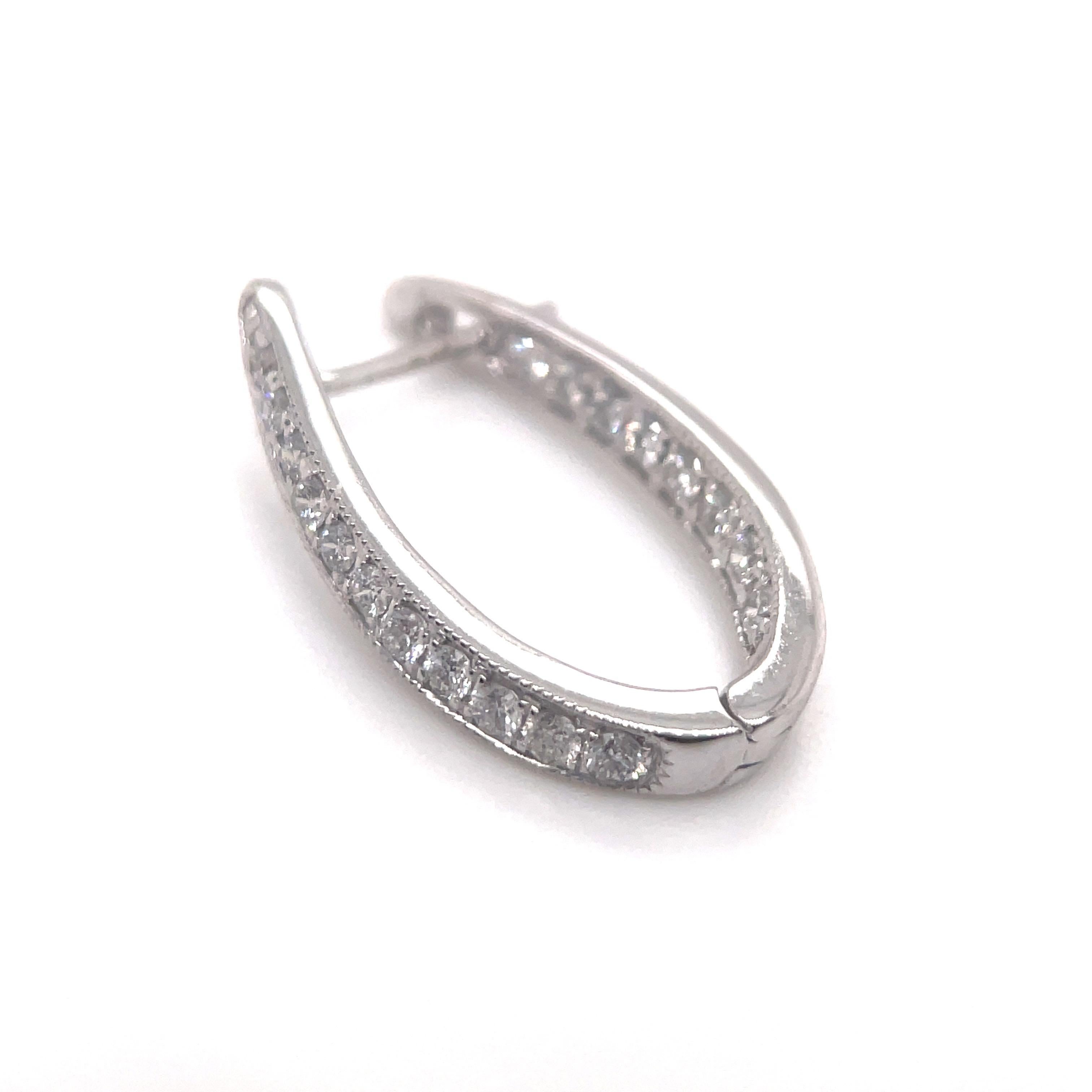 In and Out Diamond Hoop Earrings 0.65 Carats 14 Karat White Gold 3.5 Grams For Sale 4