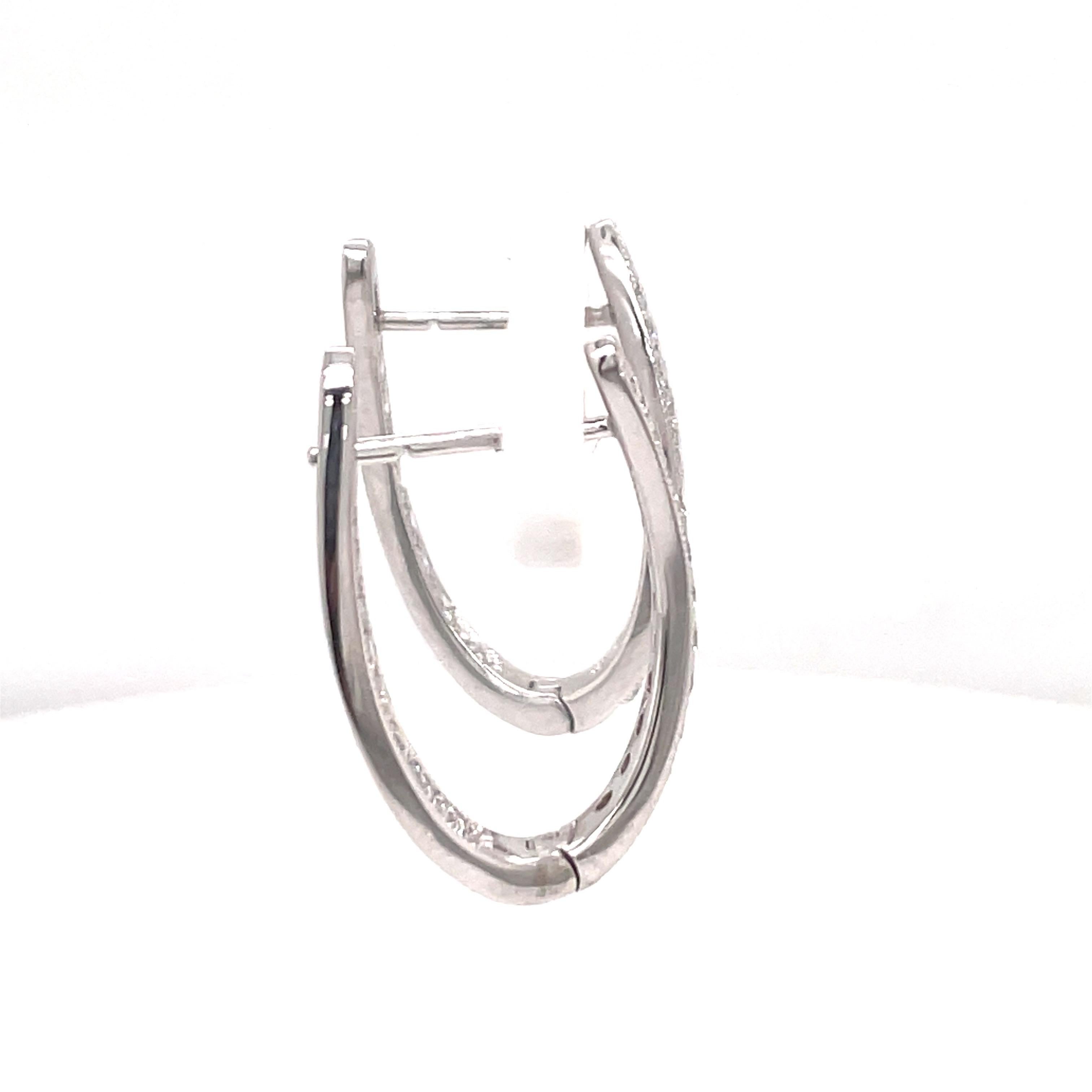 In and Out Diamond Hoop Earrings 0.65 Carats 14 Karat White Gold 3.5 Grams For Sale 1