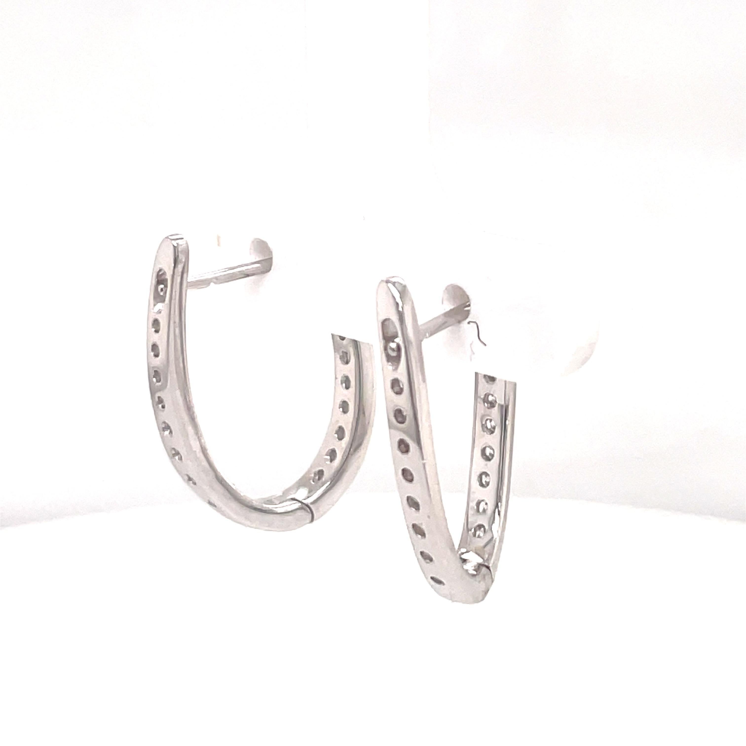 In and Out Diamond Hoop Earrings 0.65 Carats 14 Karat White Gold 3.5 Grams For Sale 2