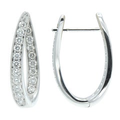 In and Out Diamond Hoop Earrings 0.65 Carats 14 Karat White Gold 3.5 Grams