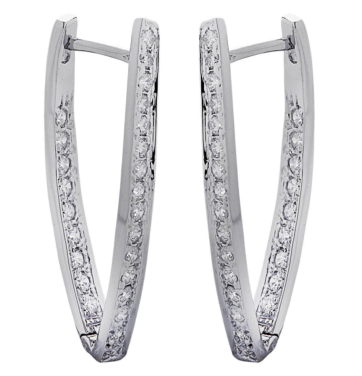 Modern In and Out Diamond Hoop Earrings 