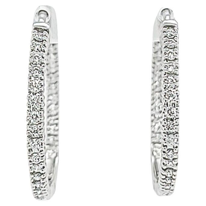 In and Out Diamond Hoop Earrings in White Gold